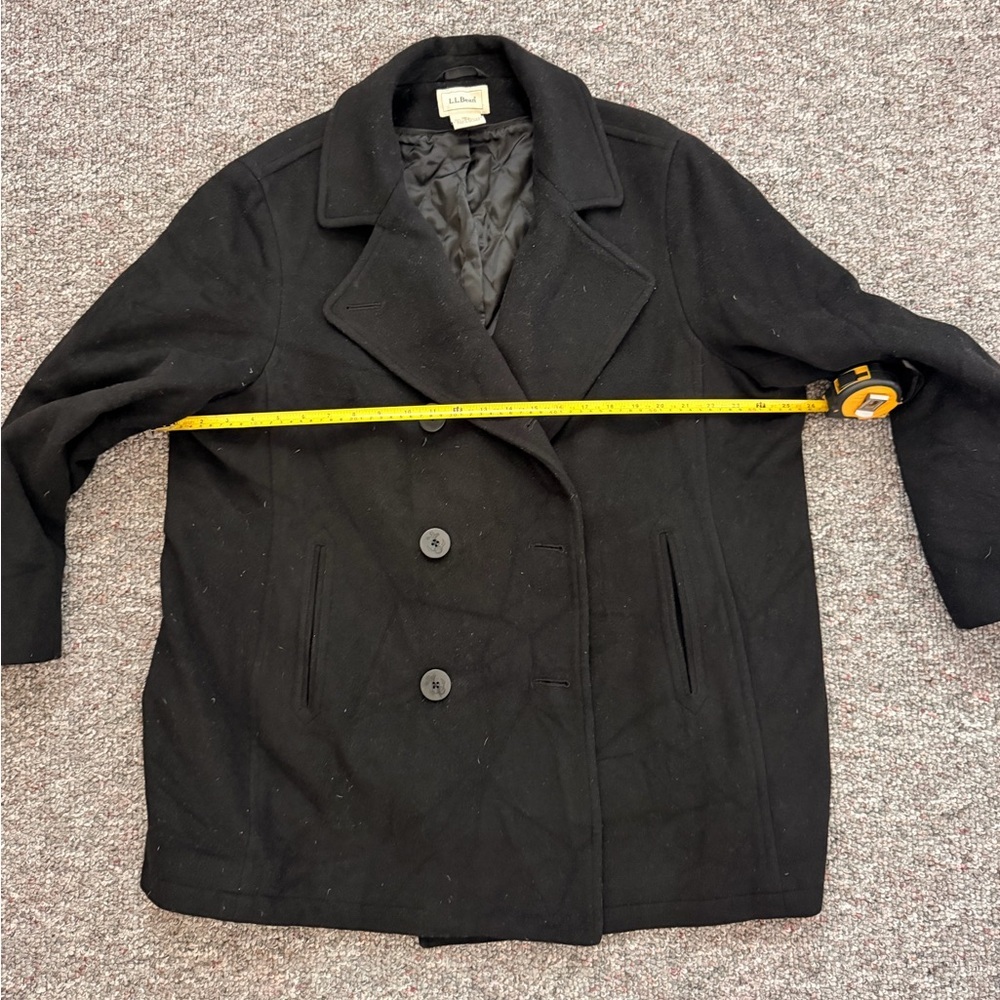 L.L. Bean 100% Lambswool Men Classic Black Peacoat Double breasted 2XL - Picture 3 of 10